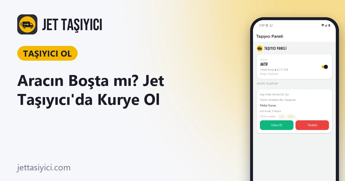 Motorun ya da Doblo'n Boşta mı? Jet Taşıyıcı'da Kurye ve Taşıyıcı Ol