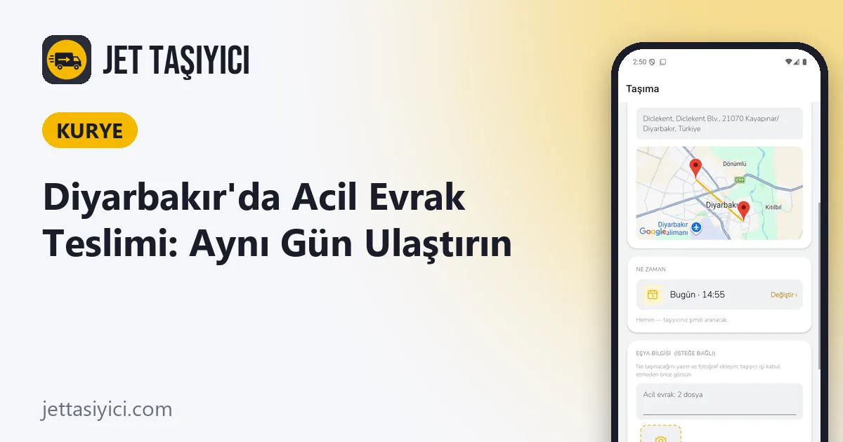 Diyarbakır'da Acil Evrak Teslimi: Avukat, Noter ve Şirket Evrakını Aynı Gün Ulaştırın